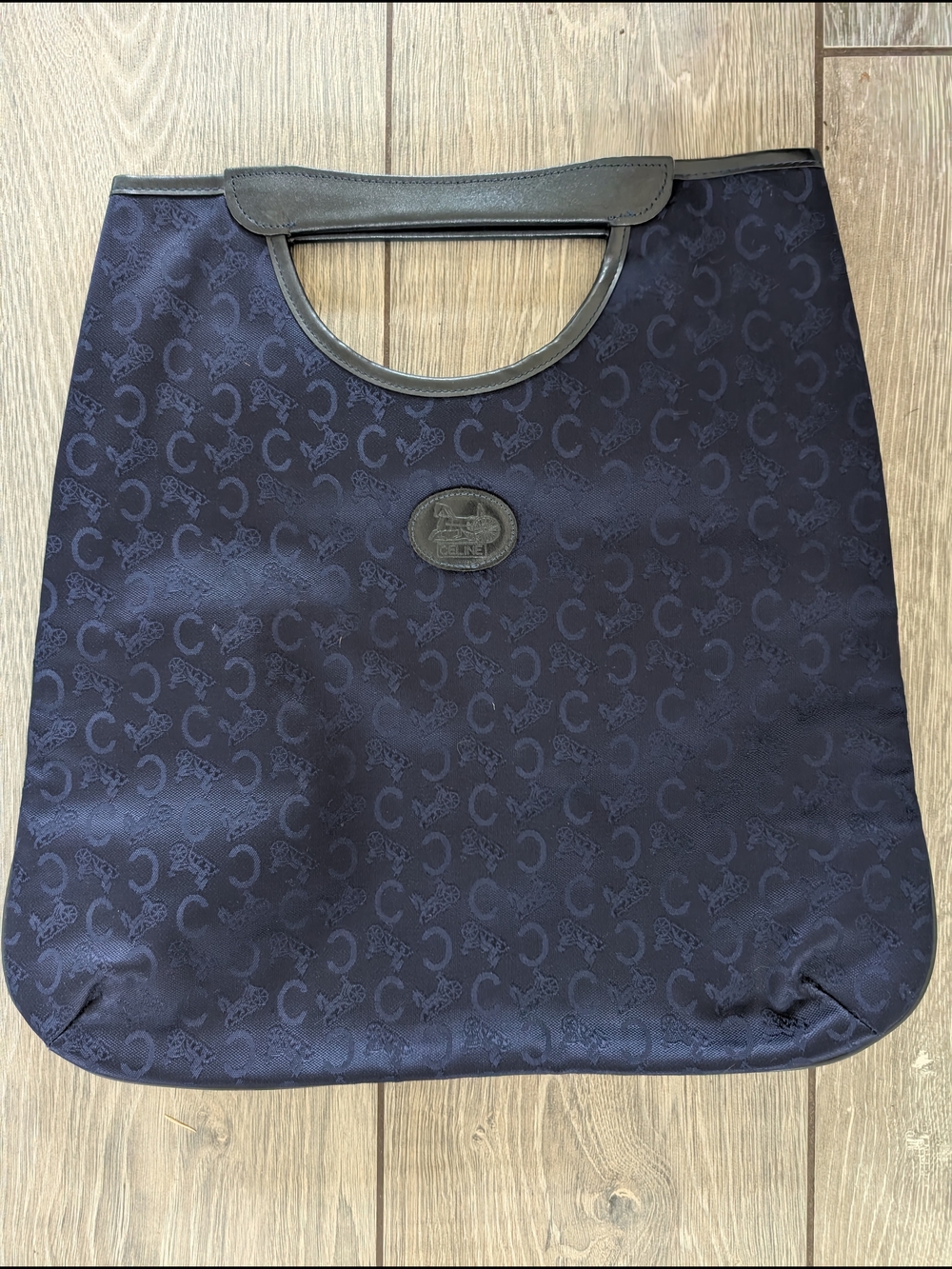 Vintage Celine Canvas With Leather Trim Handbag From 1990s.